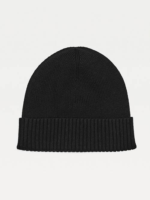 Czapki Tommy Hilfiger Pima Bawełniane Cashmere Cuffed Beanie Męskie Czarne | TH096ZEK