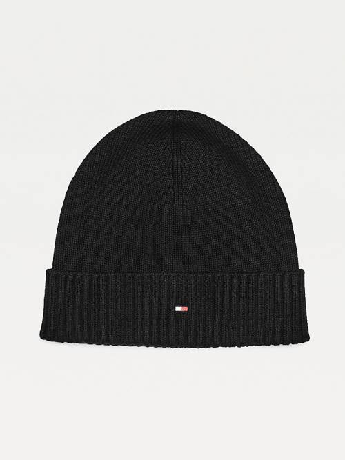 Czapki Tommy Hilfiger Pima Bawełniane Cashmere Cuffed Beanie Męskie Czarne | TH096ZEK