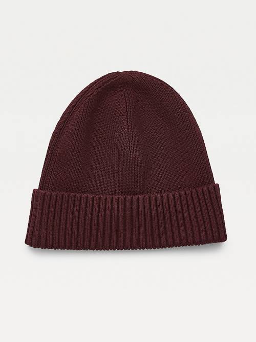 Czapki Tommy Hilfiger Pima Bawełniane Cashmere Cuffed Beanie Męskie Czerwone | TH375BPI