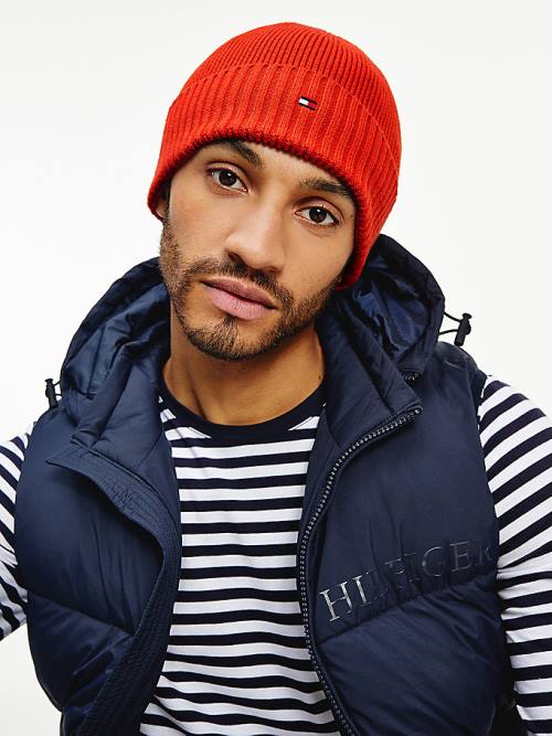 Czapki Tommy Hilfiger Pima Bawełniane Cashmere Cuffed Beanie Męskie Pomarańczowe | TH378HUP