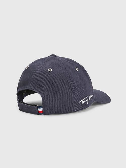 Czapki Tommy Hilfiger TH Modern Signature Embroidery Cap Męskie Niebieskie | TH536AIN