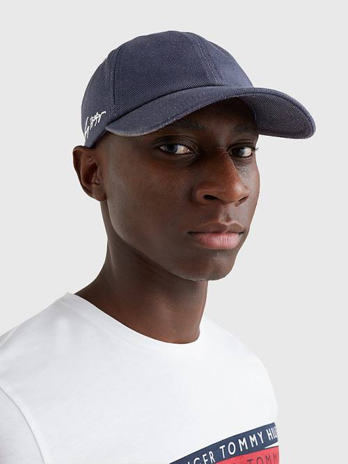 Czapki Tommy Hilfiger TH Modern Signature Embroidery Cap Męskie Niebieskie | TH536AIN