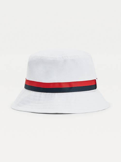 Czapki Tommy Hilfiger Tape Bucket Męskie Białe | TH509MAK