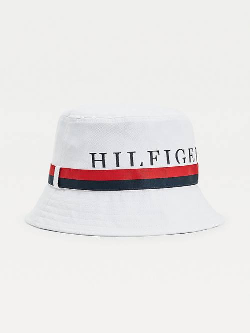 Czapki Tommy Hilfiger Tape Bucket Męskie Białe | TH509MAK