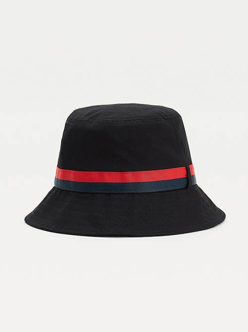 Czapki Tommy Hilfiger Tape Bucket Męskie Czarne | TH789NCM