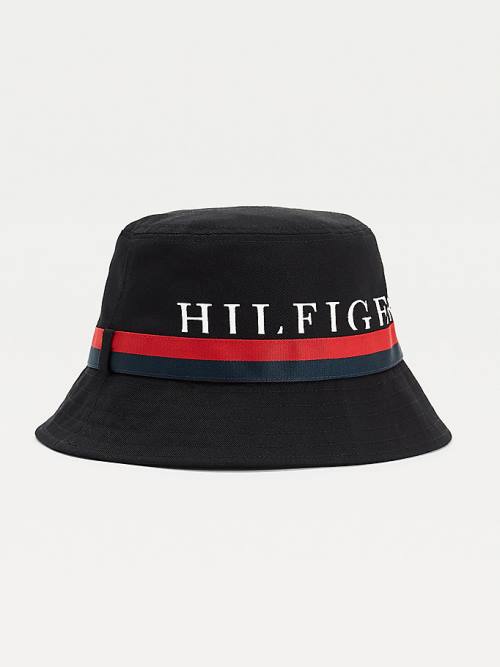 Czapki Tommy Hilfiger Tape Bucket Męskie Czarne | TH789NCM