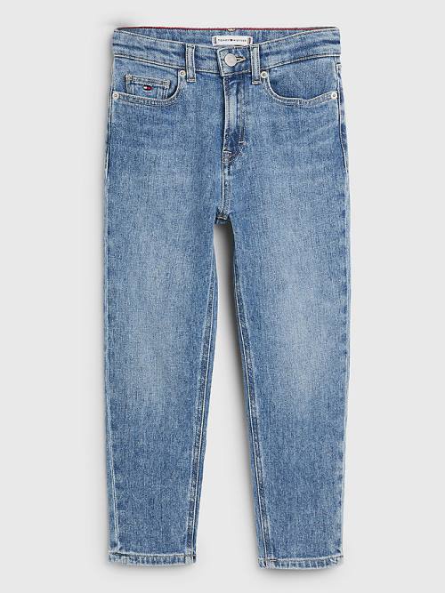 Jeansy Tommy Hilfiger High Rise Tapered Dziewczynka Denim | TH710NOR