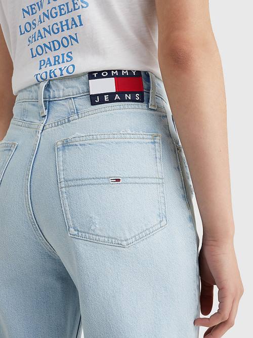 Jeansy Tommy Hilfiger Mom Ultra High Rise Tapered Distressed Damskie Denim | TH547BEP