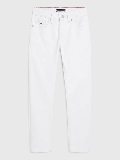 Jeansy Tommy Hilfiger Scanton Slim White Chłopięce Denim | TH457DQC