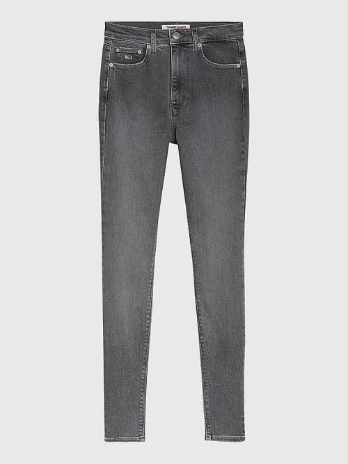 Jeansy Tommy Hilfiger Sylvia High Rise Super Skinny Black Damskie Denim | TH162PZV