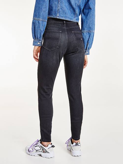 Jeansy Tommy Hilfiger Sylvia High Rise Super Skinny Black Damskie Denim | TH607TIV