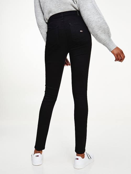 Jeansy Tommy Hilfiger Sylvia High Rise Super Skinny Black Damskie Denim | TH963OGW