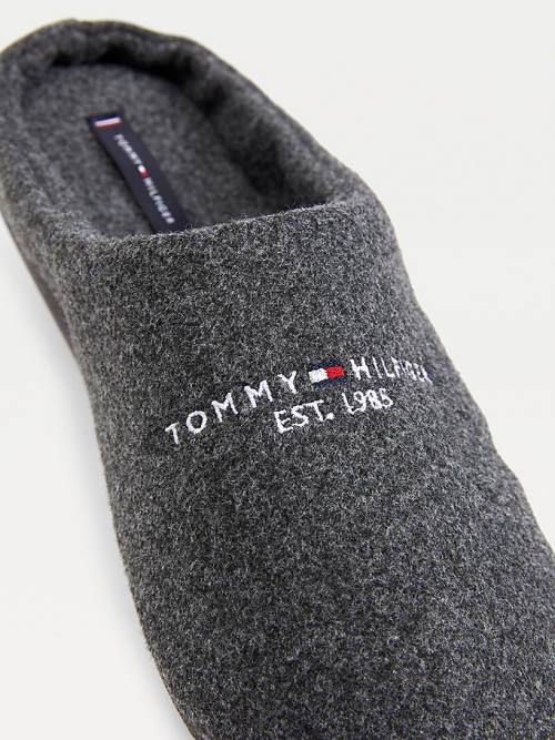 Kapcie Tommy Hilfiger Logo Felt Home Męskie Szare | TH830FYA