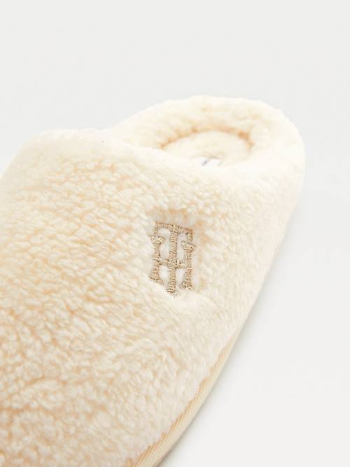 Kapcie Tommy Hilfiger Monogram Fleece Home Damskie Żółte | TH243KLD