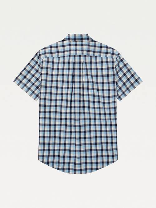 Koszule Tommy Hilfiger Adaptive Check Stretch Custom Fit Męskie Niebieskie | TH348EIX