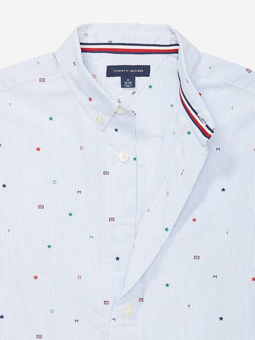 Koszule Tommy Hilfiger Adaptive Woven All-Over Flag Chłopięce Niebieskie | TH436WHG