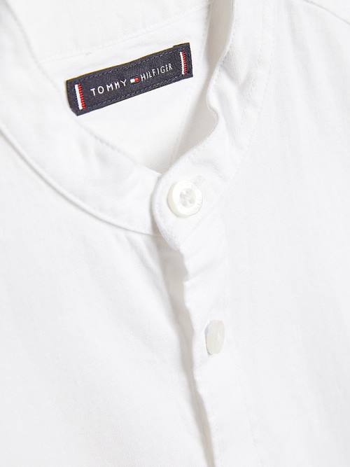 Koszule Tommy Hilfiger Bawełniane Linen Collarless Chłopięce Białe | TH849CQH