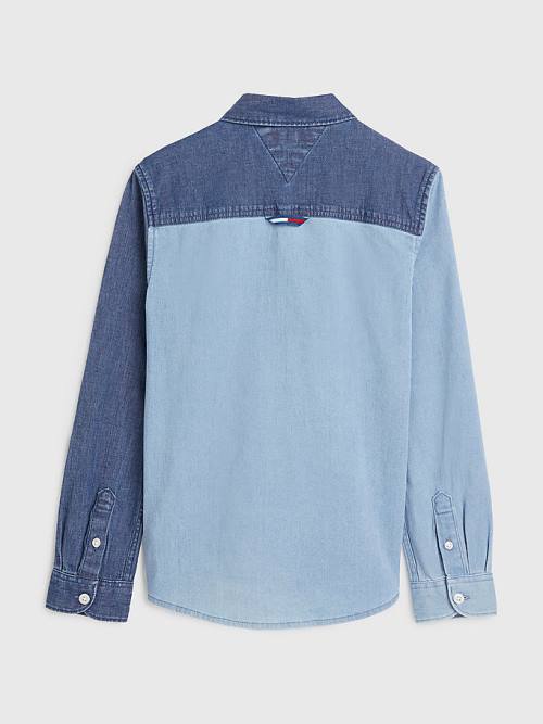 Koszule Tommy Hilfiger Colour-Blocked Denim Chłopięce Denim | TH381CHM