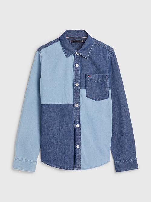 Koszule Tommy Hilfiger Colour-Blocked Denim Chłopięce Denim | TH381CHM