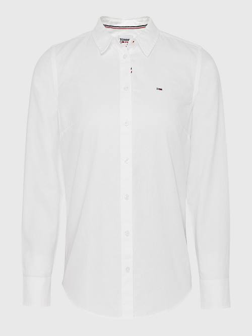 Koszule Tommy Hilfiger Contrast Stitching Slim Fit Oxford Damskie Białe | TH198JYC