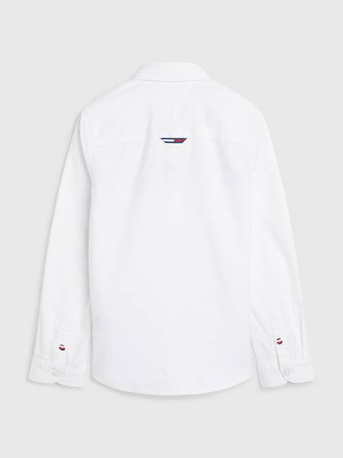 Koszule Tommy Hilfiger Logo Tape Oxford Chłopięce Białe | TH068IQG