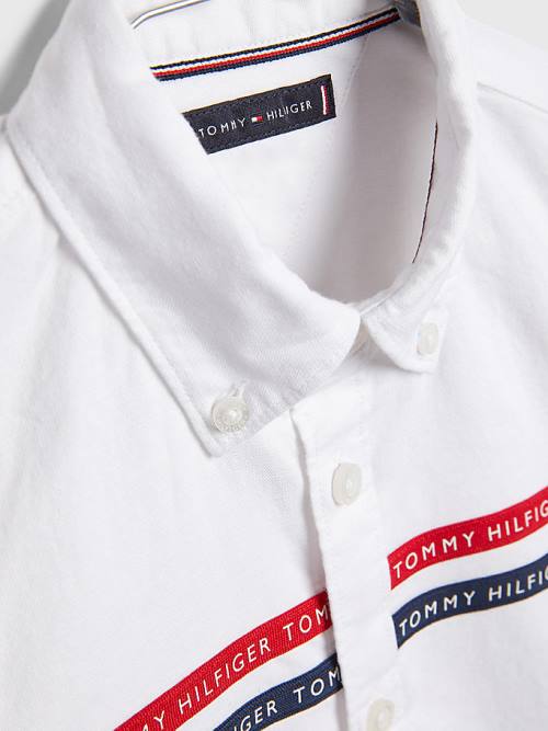 Koszule Tommy Hilfiger Logo Tape Oxford Chłopięce Białe | TH068IQG