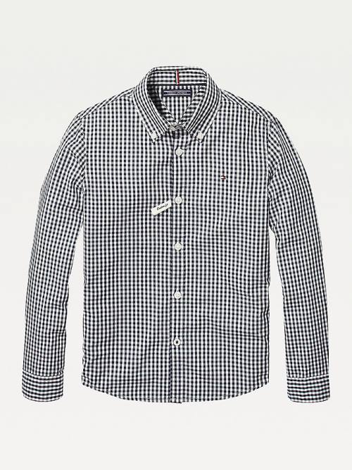 Koszule Tommy Hilfiger Long Sleeve Gingham Chłopięce Niebieskie | TH319ZWB