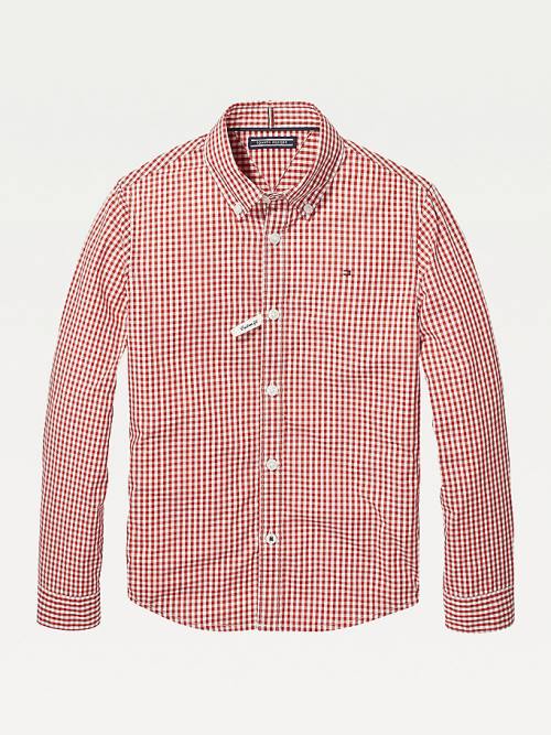 Koszule Tommy Hilfiger Long Sleeve Gingham Chłopięce Czerwone | TH493FGC