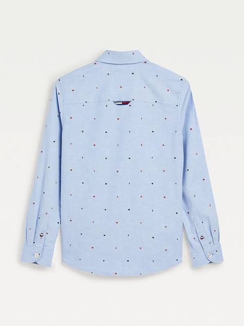 Koszule Tommy Hilfiger Micro Print Oxford Chłopięce Niebieskie | TH045FRH