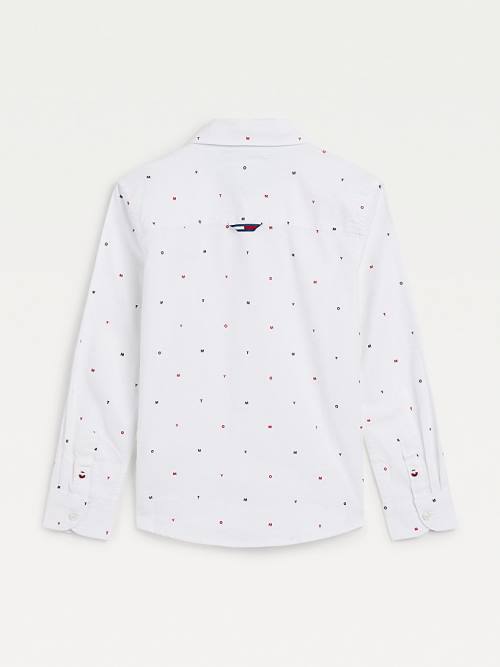 Koszule Tommy Hilfiger Micro Print Oxford Chłopięce Białe | TH165DFE