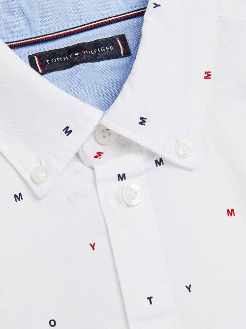 Koszule Tommy Hilfiger Micro Print Oxford Chłopięce Białe | TH165DFE