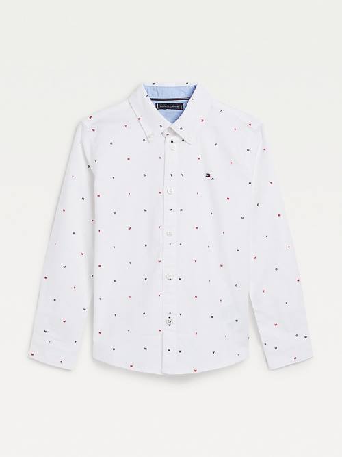 Koszule Tommy Hilfiger Micro Print Oxford Chłopięce Białe | TH165DFE