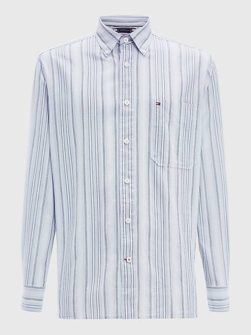 Koszule Tommy Hilfiger Mixed Stripe Oxford Męskie Niebieskie | TH321STG