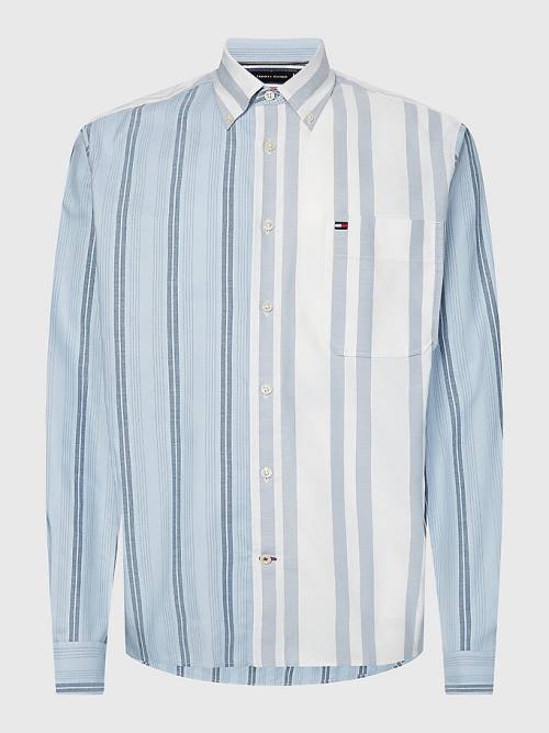 Koszule Tommy Hilfiger Mixed Stripe Oxford Męskie Niebieskie | TH560VTR