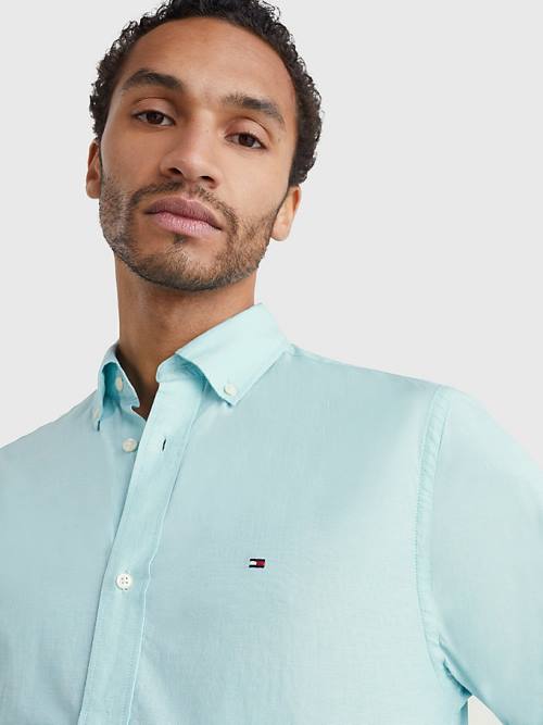 Koszule Tommy Hilfiger Organic Bawełniane Poplin Regular Fit Męskie Niebieskie | TH205UAN