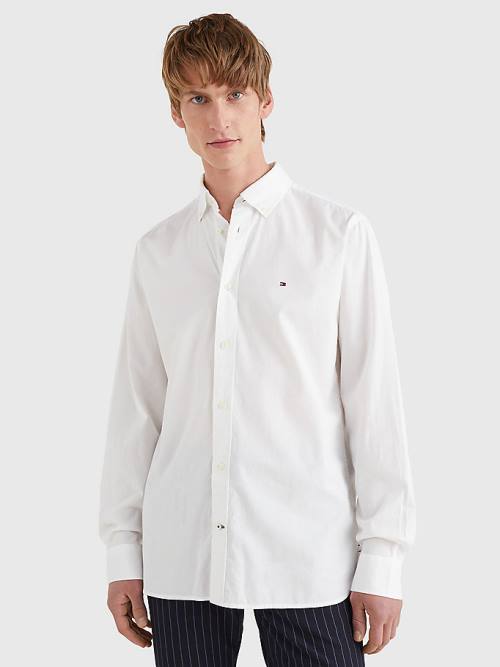 Koszule Tommy Hilfiger Organic Bawełniane Poplin Regular Fit Męskie Białe | TH320UPW