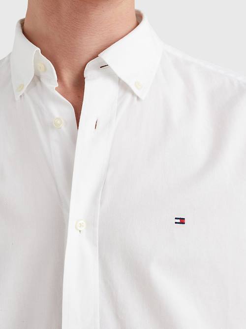 Koszule Tommy Hilfiger Organic Bawełniane Poplin Regular Fit Męskie Białe | TH320UPW