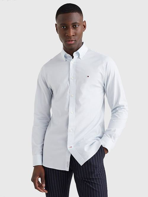 Koszule Tommy Hilfiger Organic Bawełniane Poplin Regular Fit Męskie Niebieskie | TH490MLO