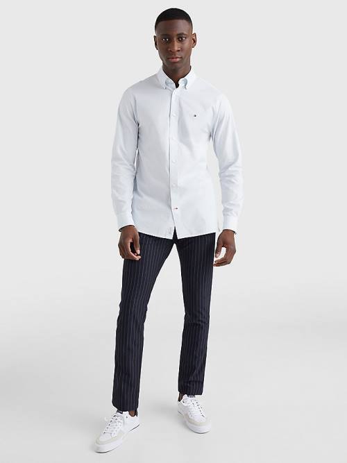 Koszule Tommy Hilfiger Organic Bawełniane Poplin Regular Fit Męskie Niebieskie | TH490MLO