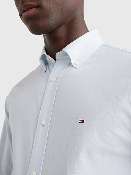 Koszule Tommy Hilfiger Organic Bawełniane Poplin Regular Fit Męskie Niebieskie | TH490MLO