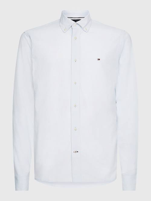 Koszule Tommy Hilfiger Organic Bawełniane Poplin Regular Fit Męskie Niebieskie | TH490MLO