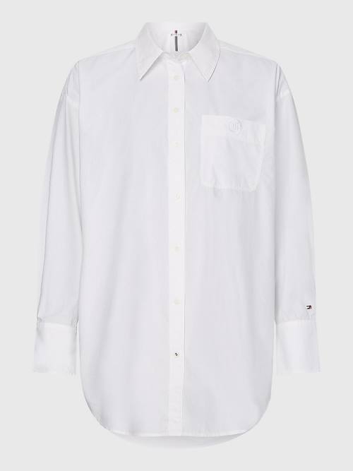 Koszule Tommy Hilfiger Relaxed Fit Organic Bawełniane Poplin Damskie Białe | TH527BKF