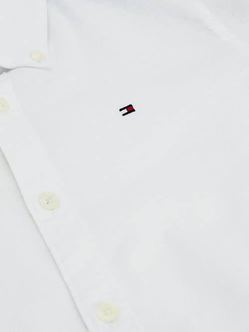 Koszule Tommy Hilfiger Stretch Bawełniane Poplin Chłopięce Białe | TH264YKQ