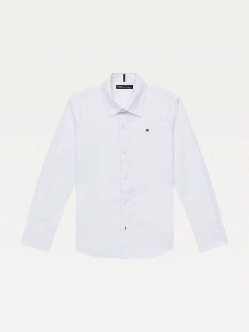 Koszule Tommy Hilfiger Stretch Bawełniane Poplin Chłopięce Białe | TH264YKQ