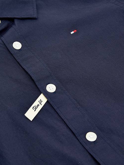 Koszule Tommy Hilfiger Stretch Bawełniane Poplin Chłopięce Niebieskie | TH821AQX