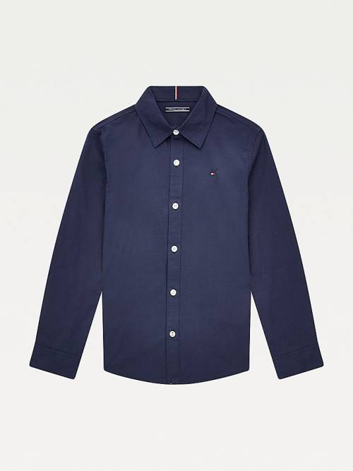 Koszule Tommy Hilfiger Stretch Bawełniane Poplin Chłopięce Niebieskie | TH821AQX