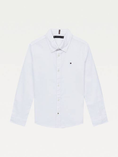 Koszule Tommy Hilfiger Stretch Oxford Bawełniane Chłopięce Białe | TH634JDS