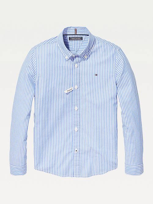 Koszule Tommy Hilfiger Stripe Oxford Chłopięce Niebieskie | TH982DCE