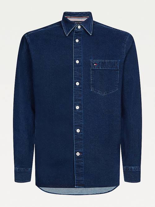 Koszule Tommy Hilfiger TH Flex Regular Fit Denim Overshirt Męskie Denim | TH792VZN