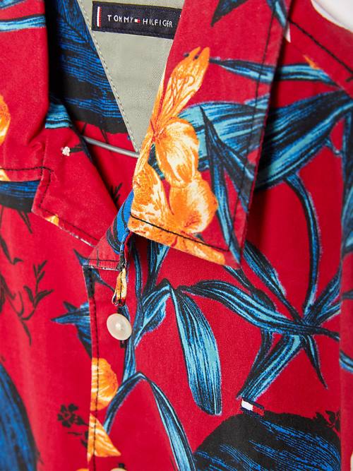 Koszule Tommy Hilfiger Tropical Print Krótkie Sleeve Chłopięce Czerwone | TH594UFC